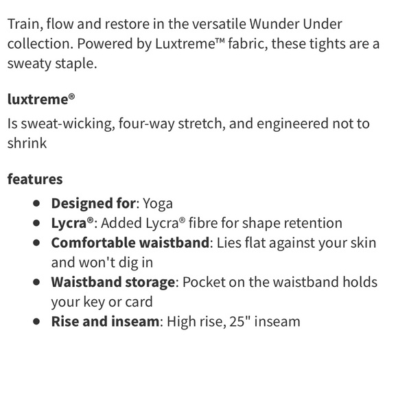 Closeout▪️NWT Lululemon Wunder Under Lux HR 28” Leggings - Picture 6 of 6